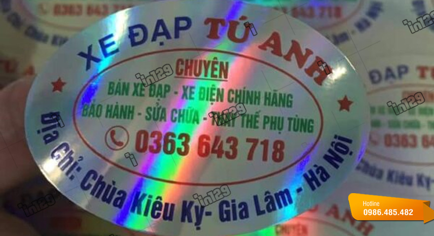 Mẫu tem bảo hành xe điện decal hologram elip